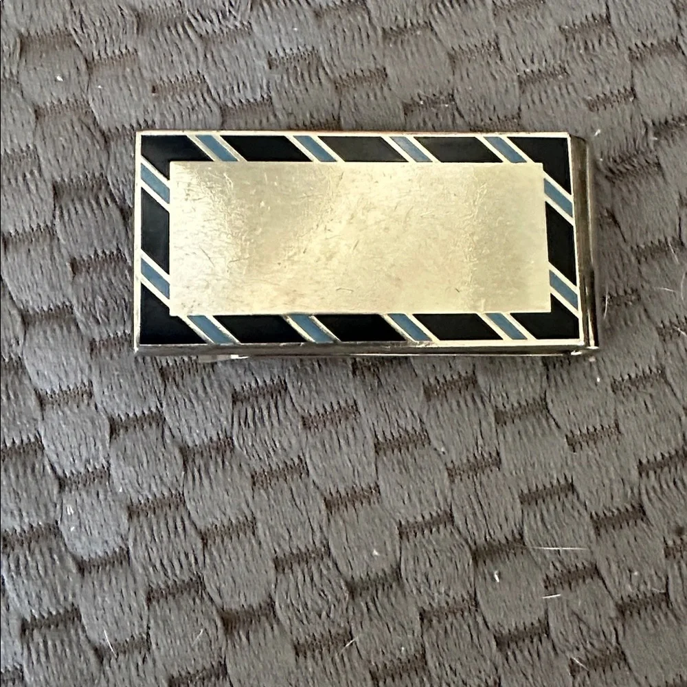 Silver and Blue Geometric Money Clip